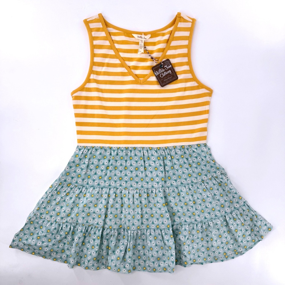 Matilda Jane Tank Top Womens Small Yellow wonderment Sunshine Floral Peplum NWT